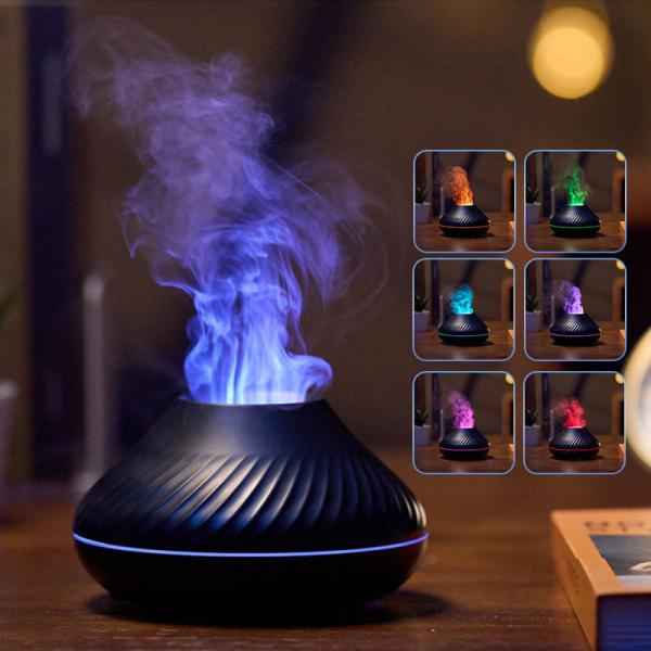 Dropshipping Mais recente RGB Luz Flame Aroma Diffuser 130Ml 3d Colorido Flame Humidifier Fogo Vulcão Diffuser Dropshipping