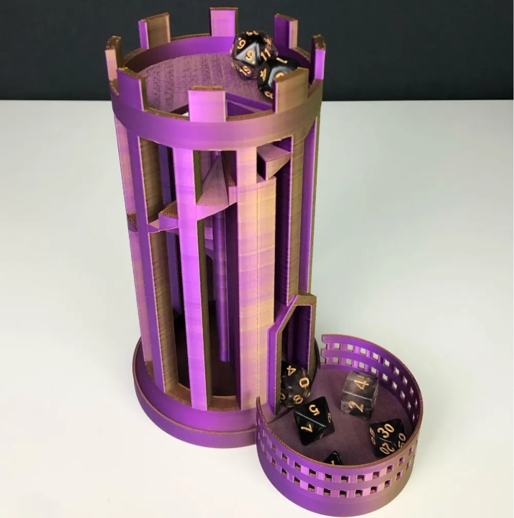 Low Noise Dice Tower 21 by 9.5 by 20 Inches with Custom Colors for Smooth and Quiet Dice Rolls