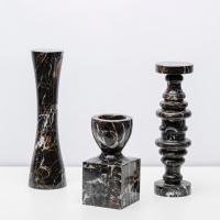 Pedestal de vela de mármol Natural Nero Margiua, mármol artesanal personalizado con diseño minimalista