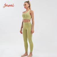 El gimnasio viste el entrenamiento de las mujeres 210gsm fija el alto bolsillo de Waisted de 2 piezas del conjunto