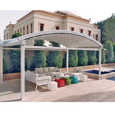 Tissu rétractable en aluminium de style européen Pergola télécommande pour la cour arrière des manoirs