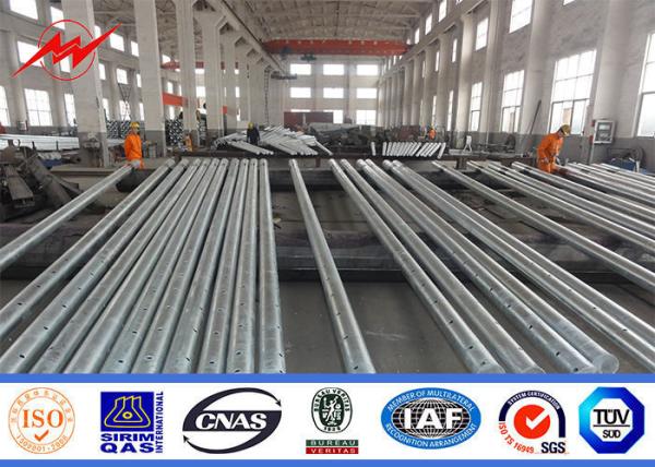 69kv Galvanized Steel Pole , Electric Power Poles With  And BV Certificate