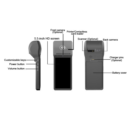 Mobile Smart POS Terminal NFC Scanner Android System 1440x720