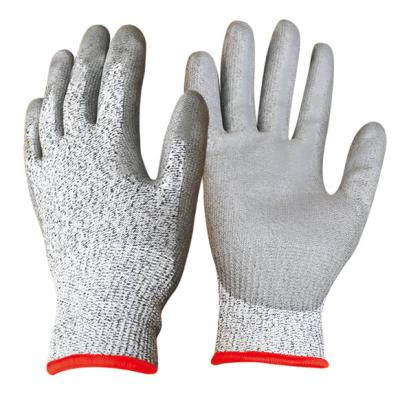 String Cotton Knitted Cut Resistant Pu Gloves Ultra Firm Food Grade