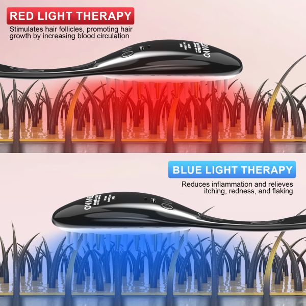 Electric Hair Brush with 650nm Red Light Therapy and EMS Microcurrent Technology Featuring Type-C Charging