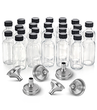 Small Clear Glass Bottles With Lids Boston Sample Bottles for Potion, Juice, Wellness, Ginger Shots, Whiskey, Liquids