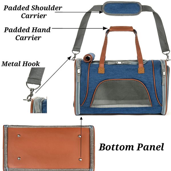 Soft Sided Pet Carrier Handbag , Eco Friendly Breathable Pet Travel Bags