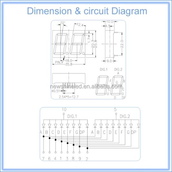 0.8 Inch 2 digit LED Seven Segment Display
