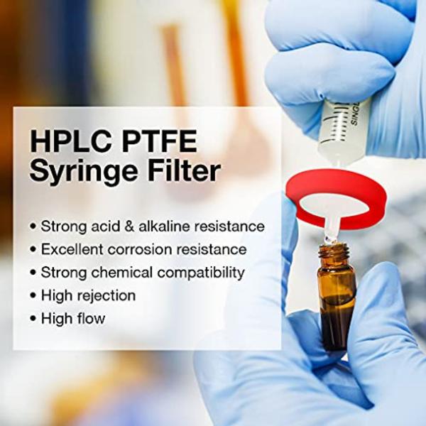 0.45μM Pore Size Hydrophobic PTFE Syringe Filters For HPLC And GC Sample Prefiltering