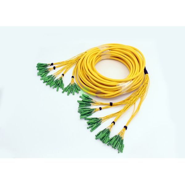 48cores Fiber breakout patch cord E2000 APC - E2000 APC SM 9 / 125 fanout 2 .00mm 0.5M tail ,20M LSZH  Low loss 0.3dB