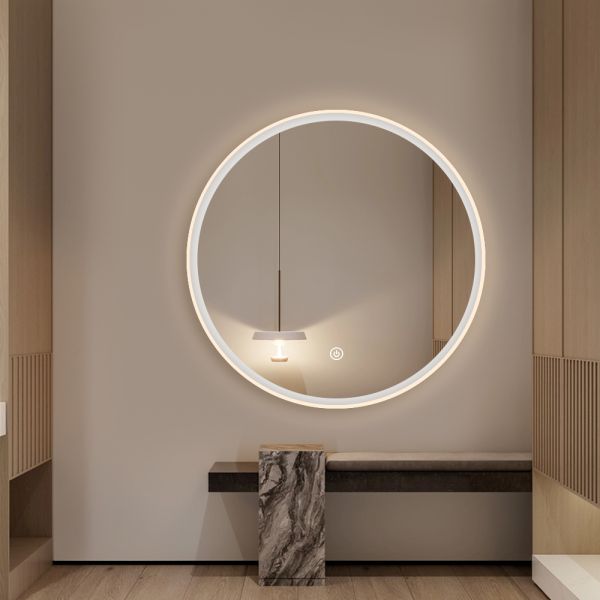 Waterproof IP44 Round Hotel Mirrors LED Anti Fog Bathroom Mirror