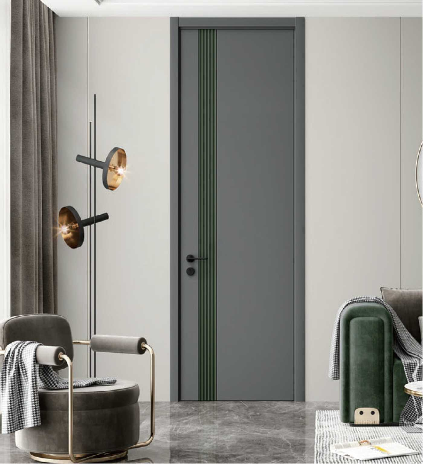 Modern Painted Wooden Doors Single Swing Decorative Flush Doors For Residential Office
