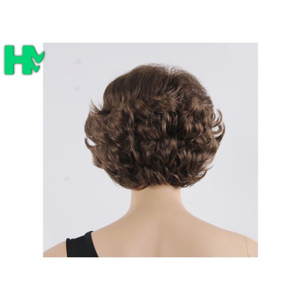 120g - 150g Synthetic Hair Brown Short Wave Wigs Black Color No Shedding