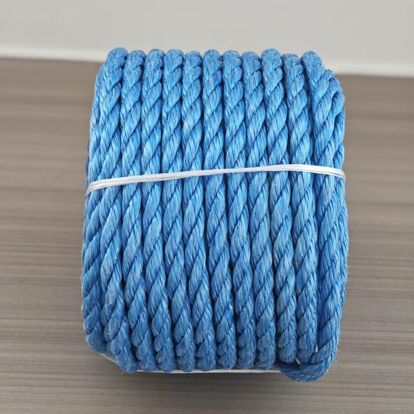 3 Strand Twisted Blue Color 10mmx200m PP Monofilament Danline Polysteel Rope With High Breaking Strength for Marine Boat