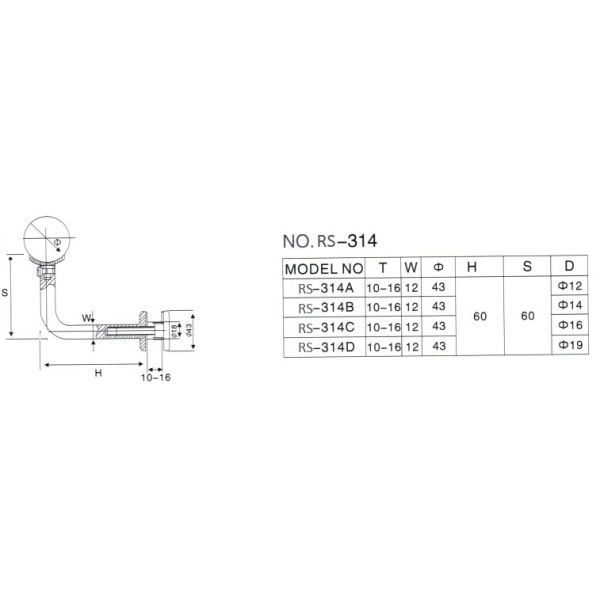 Handrail bracket glass to wall RS314, material stainless steel ss304, finishing satin, mirror