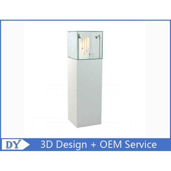 Museum Exhibition Custom Glass Jewelry Display Case With Wooden Base