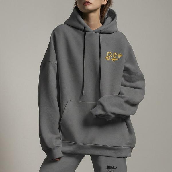 Custom Logo Grey Oversized Hoodie Sets Windproof For Women Jogging