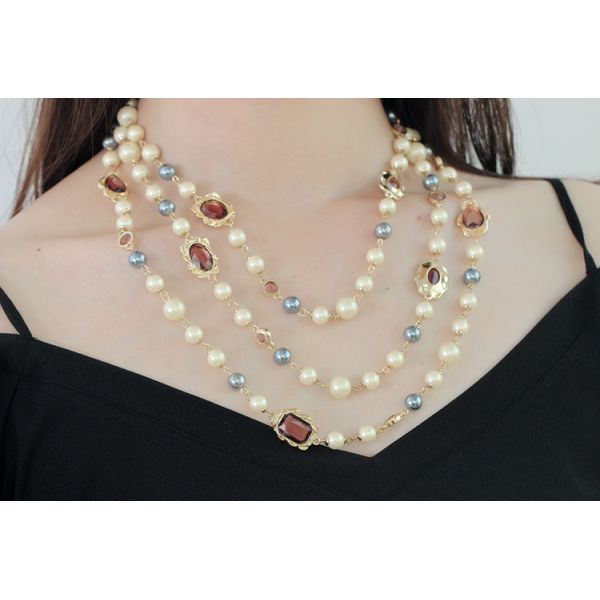 2025 Handmade Glass Turquoise Long Necklace Sweater Chain for Women