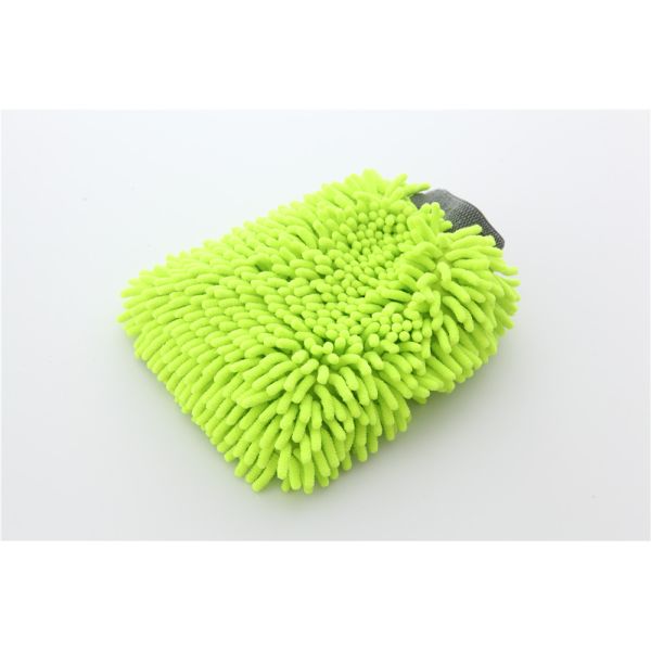 Green color high quality double side microfiber chenille car cleaning detailing house cleaning wash mitts/gloves
