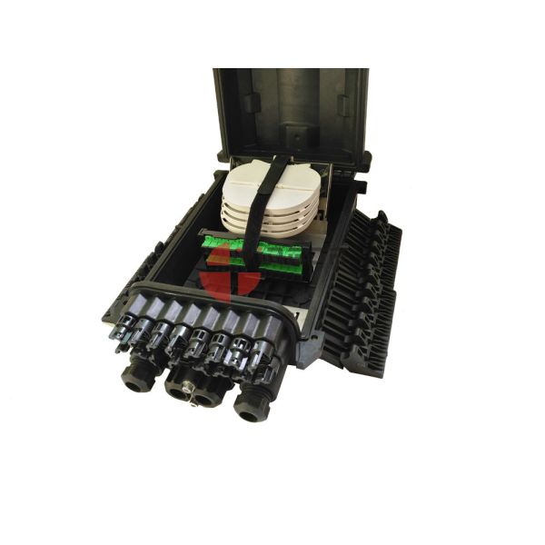 16 Outputs Fiber Cable Joint Box , Black 1 x 16 Splitter Optical Fiber Cable Joint Closure