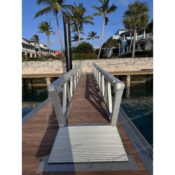 Marine Aluminum Gangway with Marine-grade Aluminum Alloy 6061 T6, 1.1m Height Handrails, and WPC Decking for Floating Dock Access