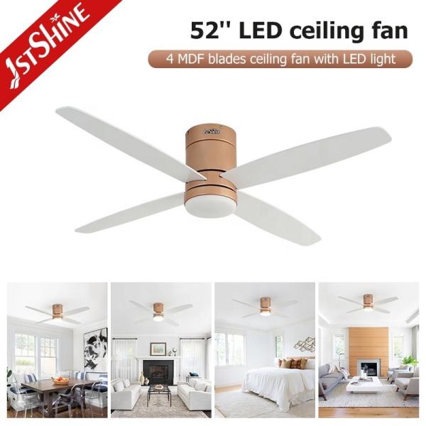 Design moderno 6 velocidades MDF lâminas Ventilador de teto Luz cor rosa-ouro e baixo perfil