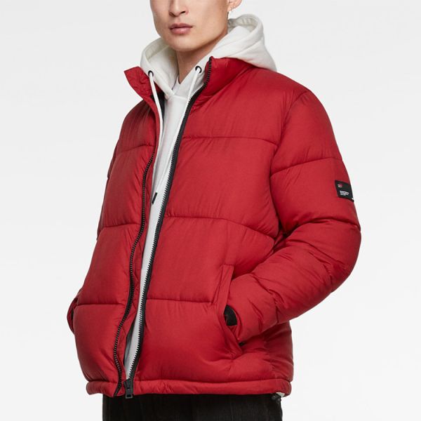 Custom Mens Black Polyester Outdoor Puffer Jacket for Winter
