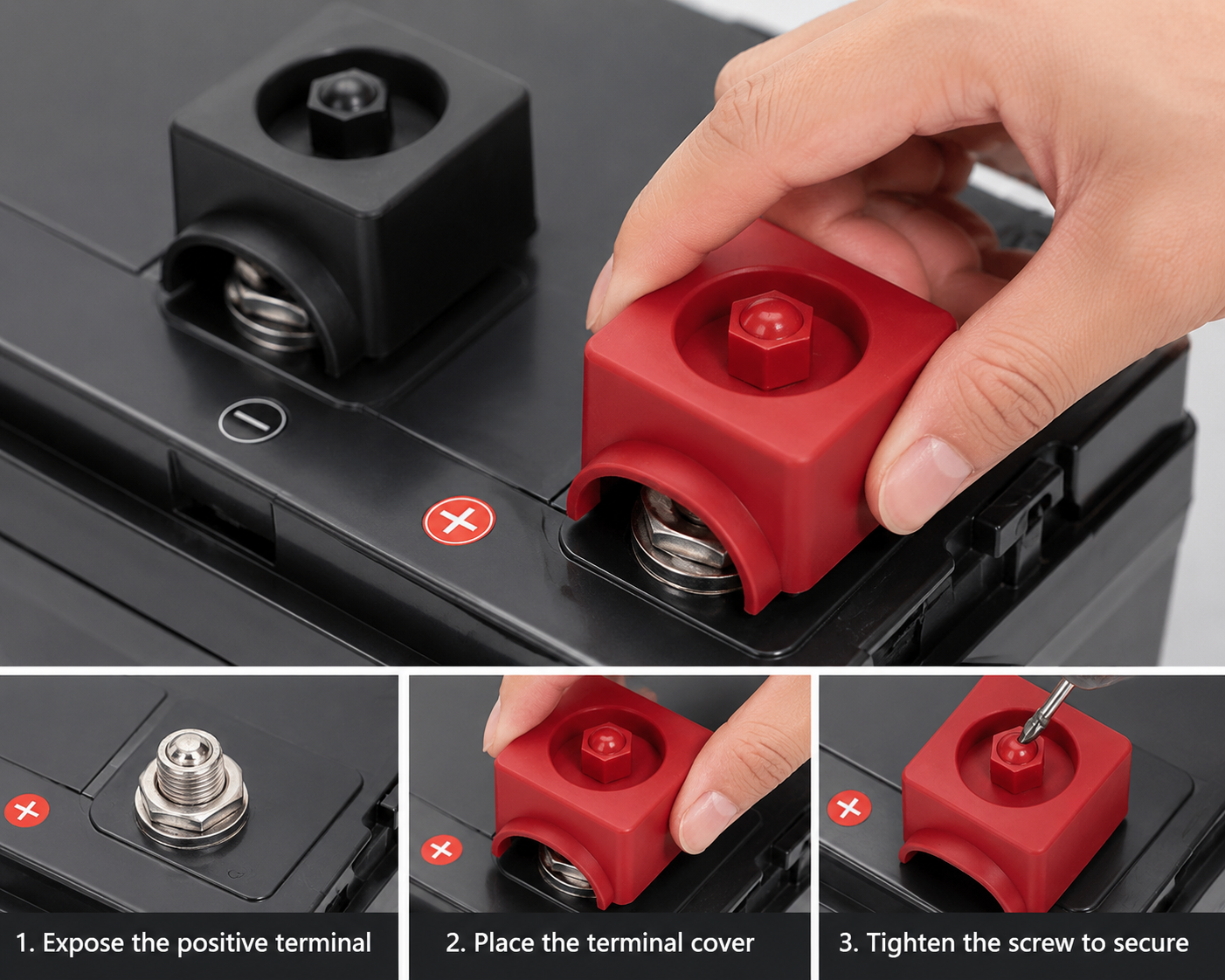 YIMA High Current Battery Terminal Block 12V 24V 48V Post Connector for RV & Solar