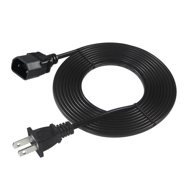 NEMA 1-15P à IEC C18 Cordon d'alimentation - câble de connexion US à deux branches pour adaptateur d'ordinateur portable, projecteur, alimentation de moniteur