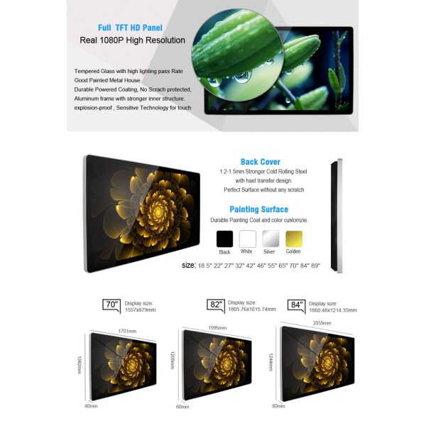 Экран дисплея рекламы Лкд видеоплеера, дисплей рекламы Лкд Синьяге цифров