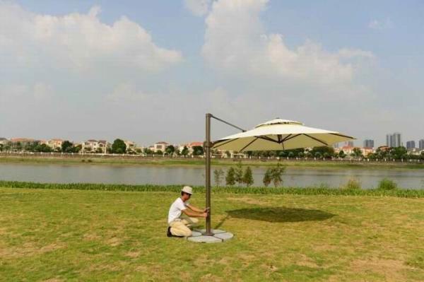 base do granito do guarda-chuva 3.5M Cantilever Parasol Heavy do para-sol da praia do poliéster 250g