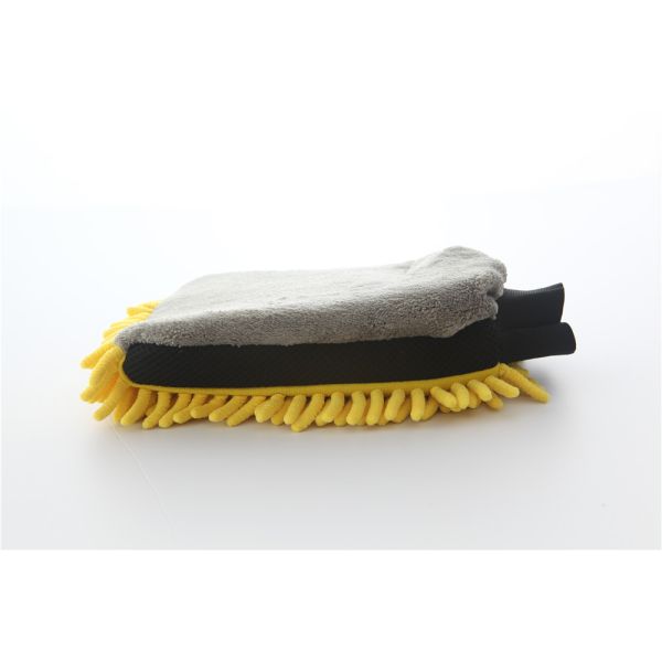 yellow/grey color microfiber plush chenille car cleaning detailing house cleaning wash mitts/gloves