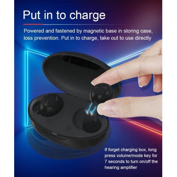Latest Mini Sale Buy Cheap Price Analog Ear Unseen Invisible Amplifier Deaf Earphone Rechargeable Amazon Hearing Aid Case Black