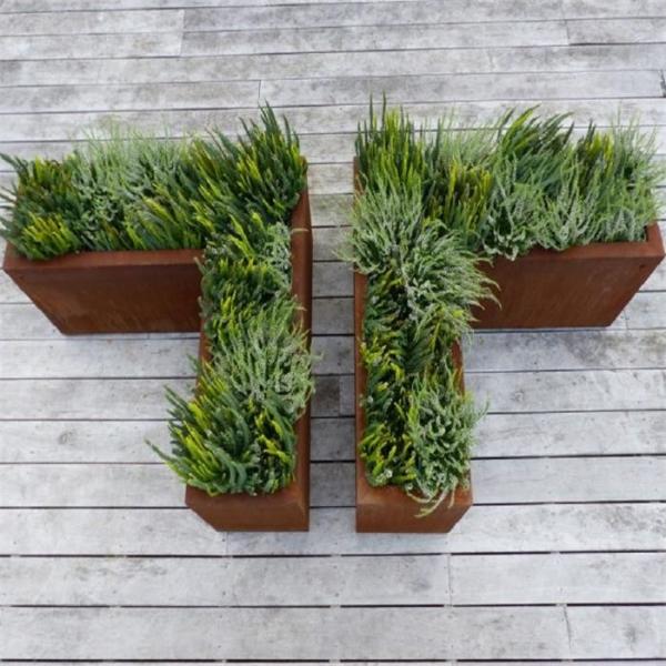 Plantador de aço contemporâneo da caixa do canto de metal de Corten para exterior residencial