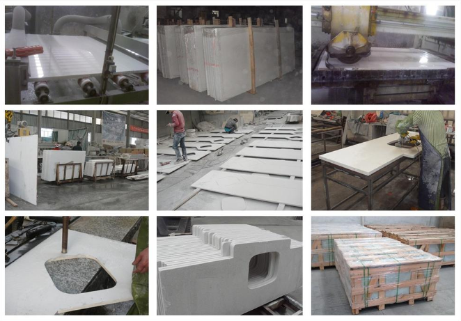 Верхняя часть тщеты Каэсарстоне ванной комнаты, верхние части тщеты камня галактики кварца белые