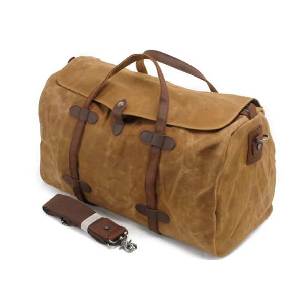 CL-600 Brown Classical Canvas Bag Waxed Canvas and Leather Luggage