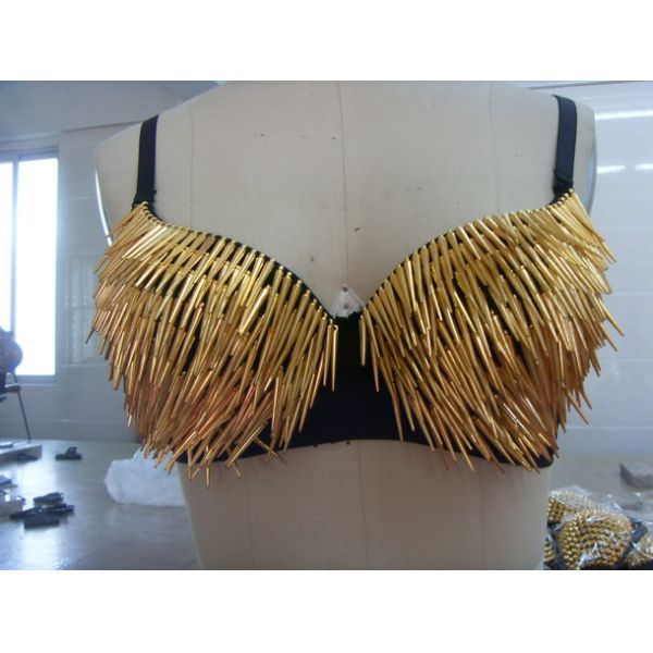 Girl Night Club Wear Spandex Long Spike Bra Top CRB7205 Dance Club Clothes