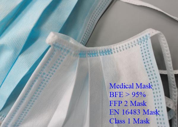 High Bfe / Pfe Disposable Medical Mask Easy To Decompose En16483 Standard