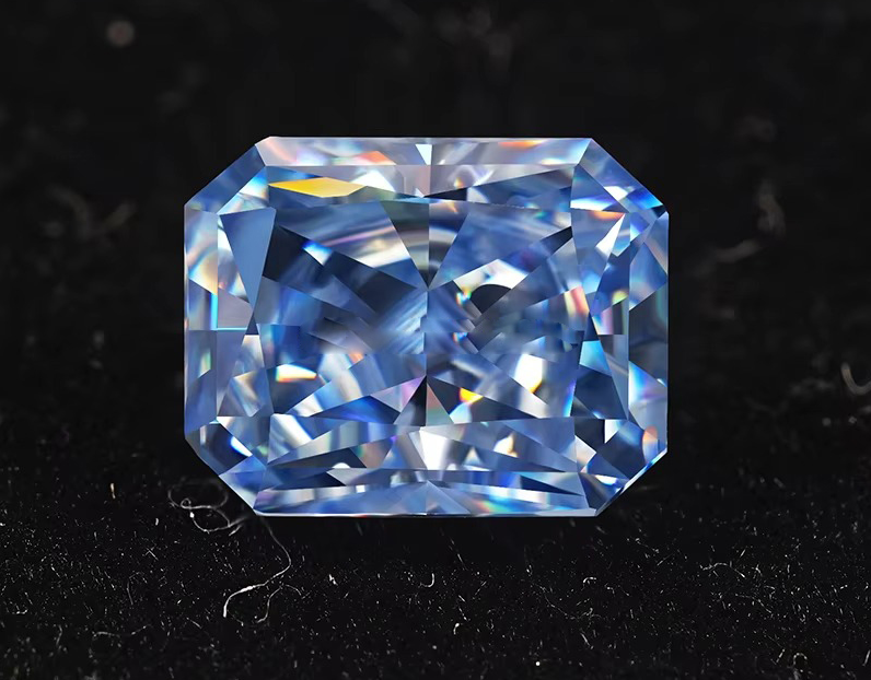 VVS 1ct Раздавленный лед Радиоактивный отрезанный мойсанит Бриллиантовый Синий Меле Мойсанит