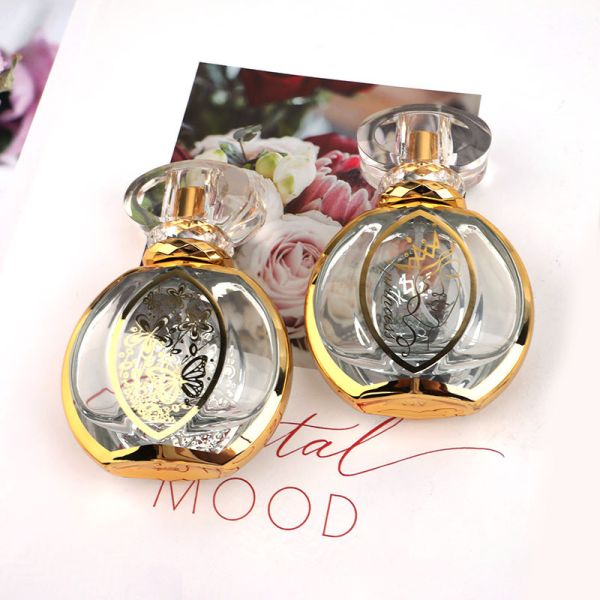50ML Perfume Bottle Electroplated UV Carved Perfume Bottle High-Grade Perfume Spray Bottle Round Perfume Bottle