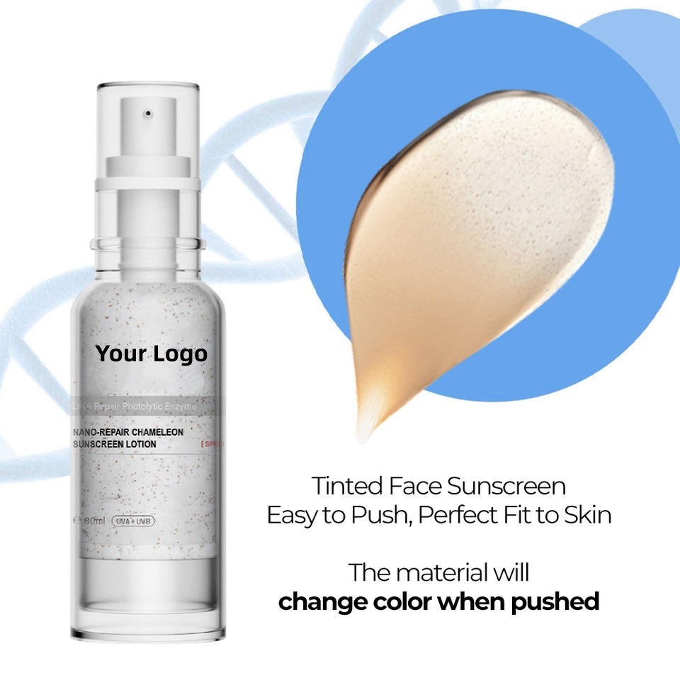 OEM ODM brand customized anti-aging UV coloring sunscreen SPF 50 waterproof physics+facial moisturizer sunscreen lotion