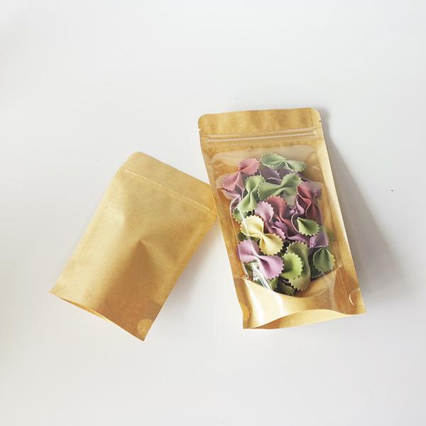 4.7x7.9 Inch Plastic Clear Front Brown Kraft Back Reclosable Stand Up Ziplock Pouch Bags Doypack For Food Packaging