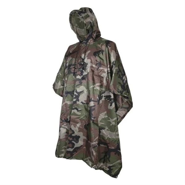 Camouflage Military Ripstop Ponchos 100% Polyester Outdoor Hiking