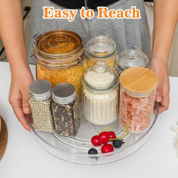 Smooth Rotating Modern Kitchen Plastic Lazy Susan Storage Holders Spice Rack