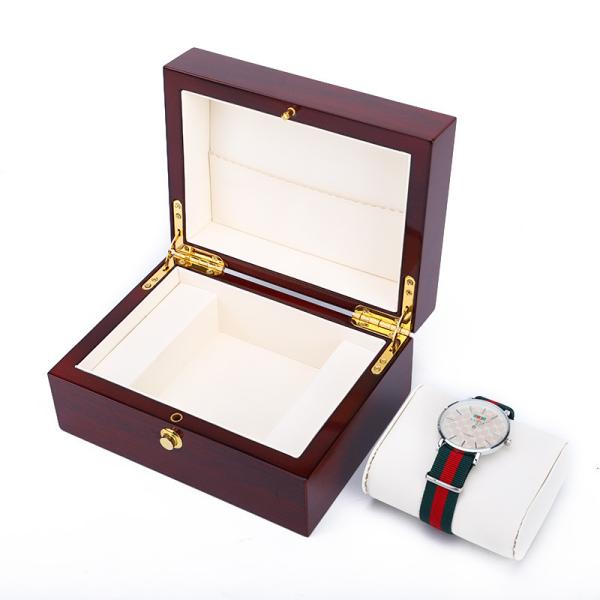 OEM DustProof Wooden Luxury Watch Storage Box With Push Button Closure