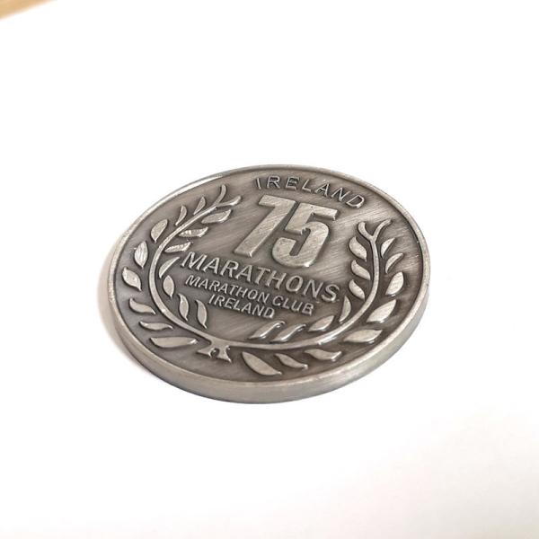 Antique Silver Finish Marathon Metal Souvenir Coins With Blank Back