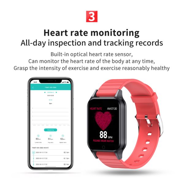 Дети температуры тела Smartwatch T96 делают измеряя отслежыватель водостойким ECG здоровья фитнеса браслета Gts T96
