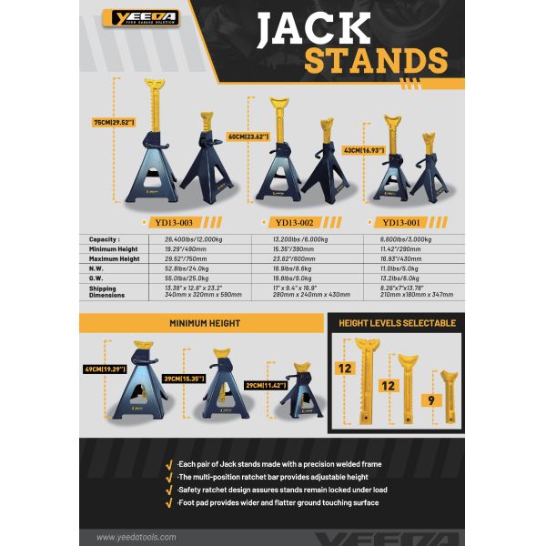 Workshop Jack Stands Adjustable Height Safe Sturdy