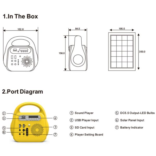 Equipo de iluminación solar recargable de Powerbank de la radio portátil multifuncional del cargador para el hogar