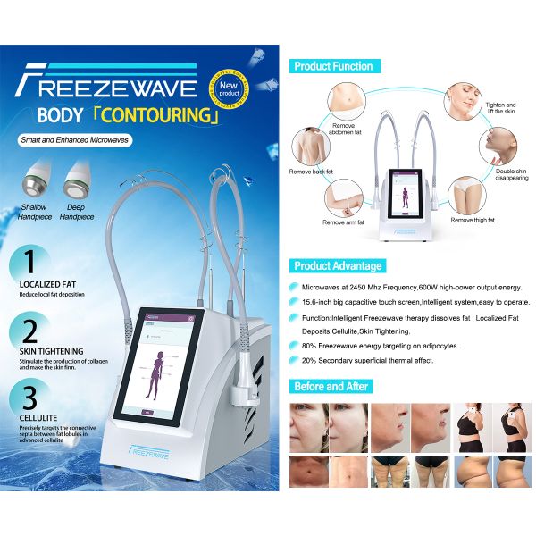 New Japan Popular 2.45GHz Slimming Freezewave 80% Fat Reaches Body Slimming Skin Tightening Cool Wave Cellulite Reduction